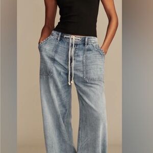 Lucky Brand Wide-Leg Blue Women’s Jeans with Drawstring Waist SizeXS